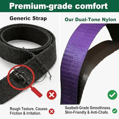 Stretching Strap with Loops,Non-Elastic Yoga Strap for Physical Therapy,Knee Replacement Recovery & Plantar Fasciitis,Leg Stretcher Band for Flexibility & Hamstring Rehab