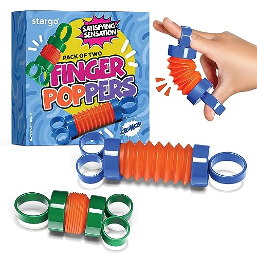 Finger Poppers Hand Gripper Strengthener for Kids Hand Exercisers Pop Tube Mini Fidget Toys - Sensory Toy for Kids - Finger Strengthener and Hand Therapy Stocking Stuffers - Pack of 2