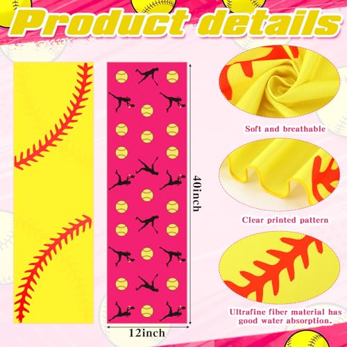 24 Pcs Softball Team Gifts, Include 12 Cooling Towels 40'' x 12'' Workout Towels 12 Portable Fan Handheld Fan for Souvenir Rewards Gift Filler Sport Party Favors