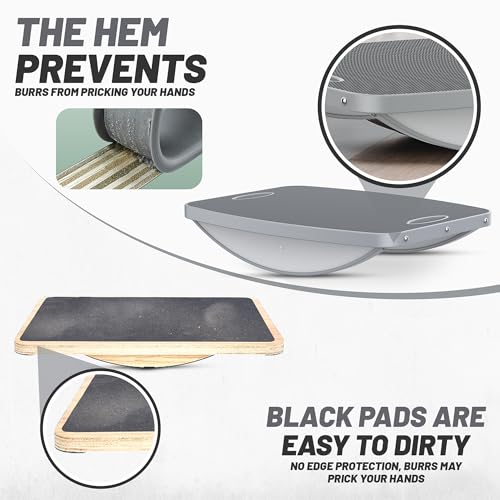 ProfessionalAdvanced Anti-Slip Wooden Balance Board,wobble board, 500 lbs Capacity. Perfect for under-desk standing, physical therapy, rehab, core & stability training, and fun for all ages.