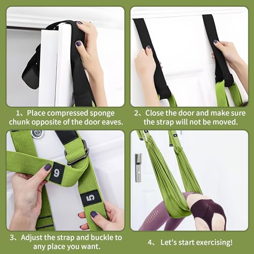 Leg Stretcher Strap Adjustable Fitness Strap Band for Waist Trainer Stretching Door Swing Flexibility Tensile Trainer with Carrying Pouch Back Bend Go Upside-Down for Yoga Practitioner Ballet Dancer Gymnastics Exercises