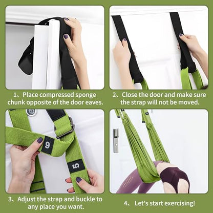 Leg Stretcher Strap, Adjustable Door Flexibility Trainer - color: Green