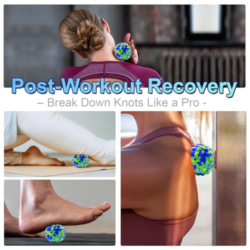Deep Tissue Massage Ball for Exercise & Recovery - SGS Certification - Targets Back, Shoulder, Legs&Feet - Relieves Muscle Knots, Joint Pain&Tightness, Pressure Point Therapy- Myofascial Release Ball - color: Blue&green, size: 1-Pack | 2.8-inch