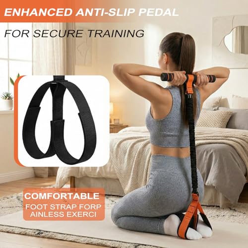 Durable Pedal Resistance Band with Handle, Thickened Latex Tubes and Soft Foam Fabric Foot Pedal, Sit Up Exercise Equipment Portable Unisex Resistance Exercise Bands(Orange