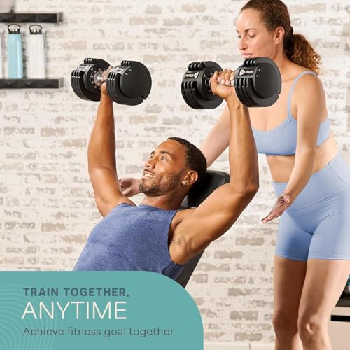 Lifepro Adjustable Dumbbells & Weights for Home Gym, Quick-Adjust - color: Dark Black