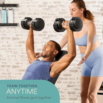 Lifepro Adjustable Dumbbells & Weights for Home Gym, Quick-Adjust - color: Dark Black