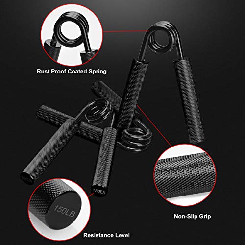 Hand Grip Strengthener,3 Pack (150,200,250lbs) Grip Strength Trainer Forearm Strengthener Hand Strengthener for Home Gym & Office - color: Black