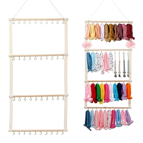 Baby Headband Organizer for Girls Bow Holder Hair Bow Organizer for Girl Hair Bows Baby Headband Holder for Girls Baby Hair Accessories Storage Wall Hanging Decor(Beige) - color: Beige-04