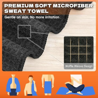 Microfiber Sweat Towel, Quick Dry Negative Ions 3 Pack 27x55 in - color: Black, size: 27 inch X 55 inch