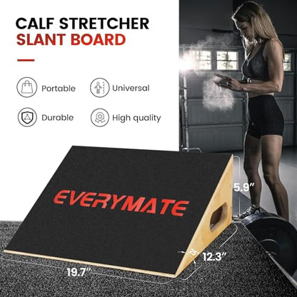Heavy-Duty Wooden Slant Boards for Exercise & Calf Stretch – 19.7" Wide Incline Board for Squats, Non-Slip Surface, Fixed 25° Angle for Strength & Flexibility Training, 1200 lbs Capacity - color: Slant Board-1