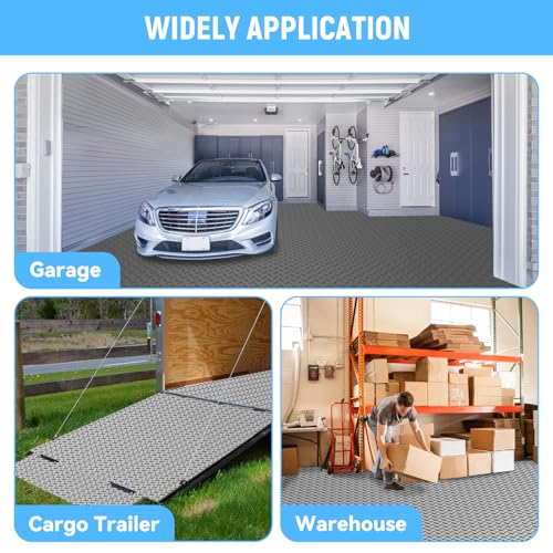 4x20 FT Garage Floor Mat, 2.8mm Thickened Diamond Plate - color: Gray, size: 4x20 FT