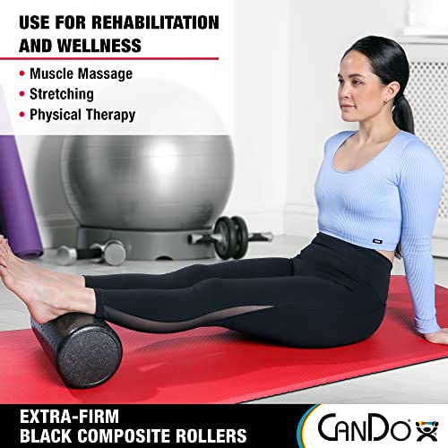 CanDo Black Composite High-Density Foam Rollers for Muscle Restoration Massage Therapy Sport Recovery and Physical Therapy 6" x 18" Round - size: 6" x 18", style: Round