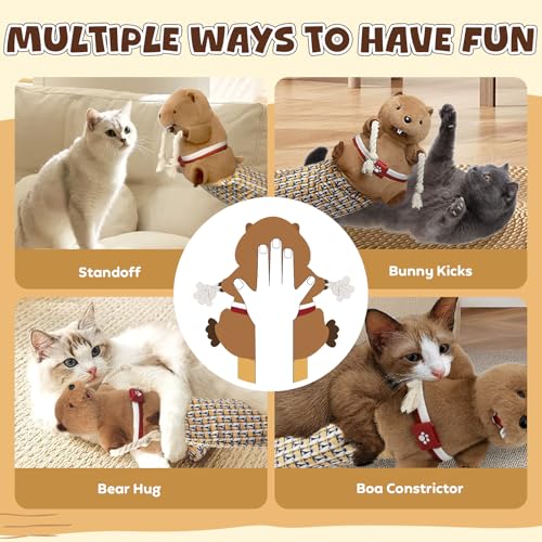 Cat Wrestling Glove, Cats Puppet Wrestler with Tough Padding for Safe Interactive Play, Cat Wrestling Toy Puppet with Cats Teaser and Bell for Boredom Busting Training and Exercise