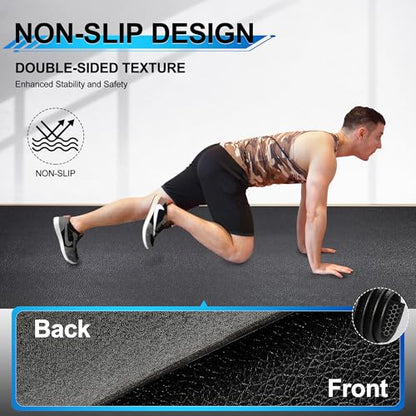 BesWin Large Exercise Mat 8' x 4'(8mm), Extra Thick Workout Mats for Home Gym Flooring, High Density Non-Slip Gym Mats Fitness Mat for Cardio, Weights, Jump Rope, Fitness - Use With or Without Shoes