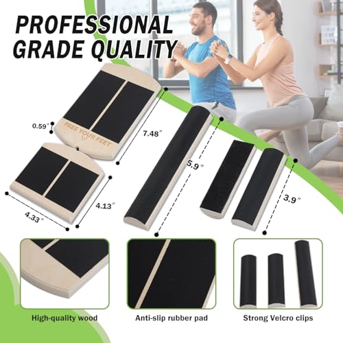 Ankle Foot Balance Board, Quebec Beech Wood Ankle Rehabilitation Strength Training Tool for Sprain Recovery, Muscle Injury Relief, Side Balance Kick Board, Suitable for Seniors, Athletes & Adults