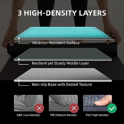GymCope Large Exercise Mat for Home Workouts, 12x6/10x6/9x6/8x6/7x5/6x4 ft - color: 6'*4'Black