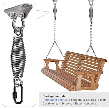 SELEWARE Porch Swing Hanging Kit Stainless Steel Swing Hangers with Spring - color: 180° Swing Hanger With Spring (2 Pack)