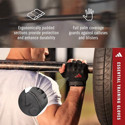 adidas Essential Training Gloves - color: Red, size: Small
