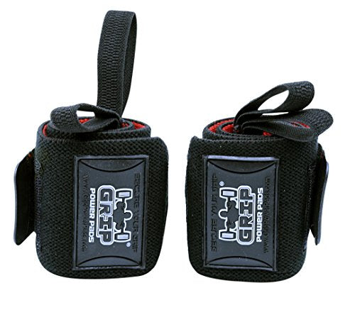 Grip Power Pads Wrist Wraps 2 Wraps for Weight Lifting Wrist Support Cotton Wraps Gym Bandage Straps for Men & Women Premium Quality & PRO Rubber