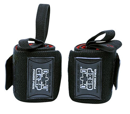 Grip Power Pads Wrist Wraps 2 Wraps for Weight Lifting Wrist Support Cotton Wraps Gym Bandage Straps for Men & Women Premium Quality & PRO Rubber