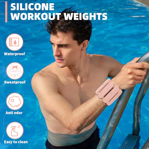YOVKOK Adjustable Wrist Ankle Weights, 2 LBS/Pair, Bundle Options - color: Flesh Pink