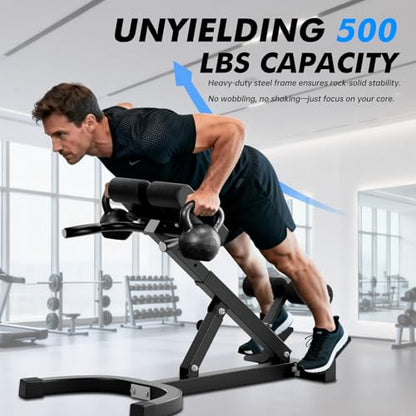 Hyper Back Extension Roman Chair 440LBS Angle & Height Adjustable Bench for Glutes, Hamstrings & Lower Back, Multi-Functional Foldable Full Body Workout for Home Gym