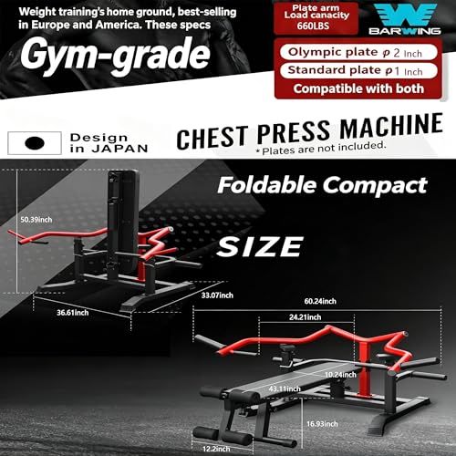 BARWING 3-in-1 Adjustable Bench Press (Flat/Incline/Decline), Independent Press Arms, 1900 LBS Weight Capacity, Foldable Home Gym Equipment for Chest, Abs & Shoulder Workouts