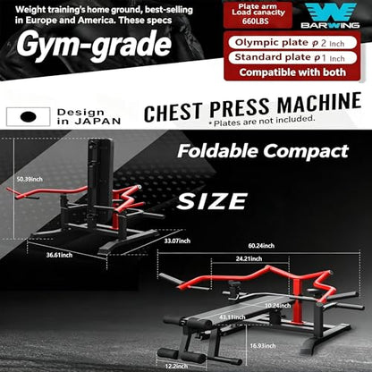 BARWING 3-in-1 Adjustable Bench Press (Flat/Incline/Decline), Independent Press Arms, 1900 LBS Weight Capacity, Foldable Home Gym Equipment for Chest, Abs & Shoulder Workouts