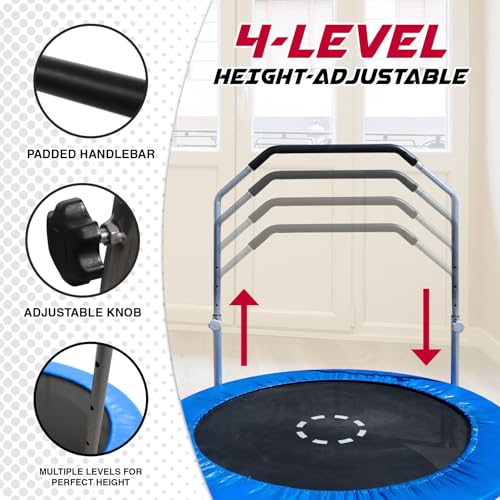 Mini Exercise Trampoline with Padded Spring Cover and Handlebar, 4FT, Blue