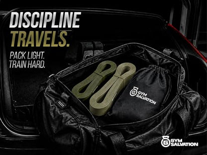 Gym Salvation Resistance Bands Set, 5 Pull Up Assist & Strength Training Bands, Durable Powerlifting & Workout Loops with Carry Bag - Black and Military Green Shades