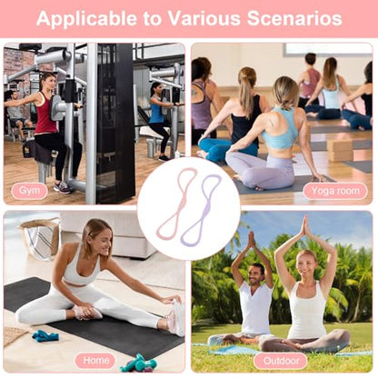 8 Resistance Band for Women, 2 Pcs Exercise Bands Resistance Bands with Handles, Portable 8 Shaped Exercise Band Stretch Bands for Strength Training Yoga Pilates