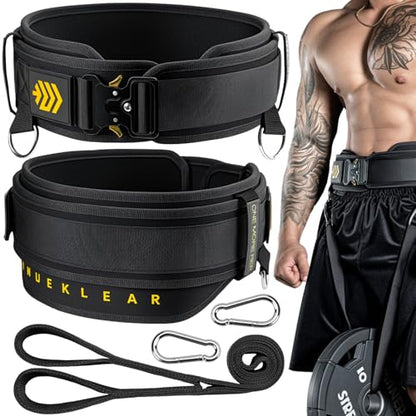 MANUEKLEAR 2-in-1 Weightlifting Belt & Dip Belt with 36.7 IN Rope, Double-Layer Weight Lifting Belts, Powerlifting Gym Weighted Belt for Pull Up Squat - color: Midnight Black, size: L(34-37in)