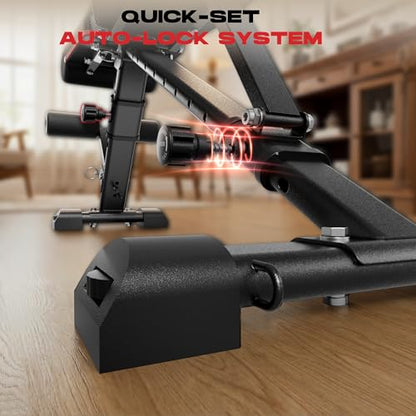 Folding Weight Bench, 880LB Foldable Workout Bench with Extended Headrest for Bench Press Workout Training, Incline Decline Bench