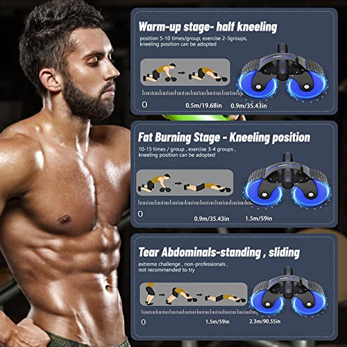 Automatic Rebound Aabdominal Wheel, 1 Set Of 2023 Upgraded Automatic Rebound Abdominal Wheel Cell Phone Stand Ab Roller With Kneeling Pad For Abdominal Core Strength Training Abdominal Muscle Roller (Blue)