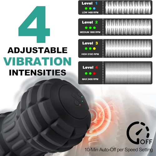 Vibrating Peanut Massage Ball for Plantar Fasciitis, 4-Speed Portable Massage Roller for Foot, Neck, Back, and Body - Deep Tissue Myofascial Release Mobility Ball Muscle Relaxer (Black) - color: Black