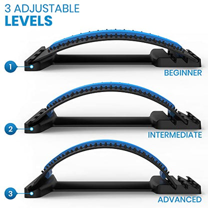 Everlasting Comfort Lumbar Support Pillow & Back Stretcher for Lower Back Pain Bundle - Adjustable Back Stretching Device for Spine Decompression - Office Chair Back Support for Gaming, Car, Couch