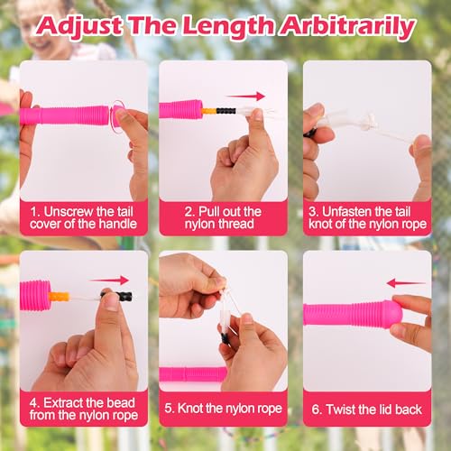 Coolrunner 16 FT Long Jump Rope(1 PACK), Double Dutch Jump Ropes, Soft Beaded Skipping for Kids Adults, Plastic Segmented Long Enough for 4-5 Jumpers - color: Pink