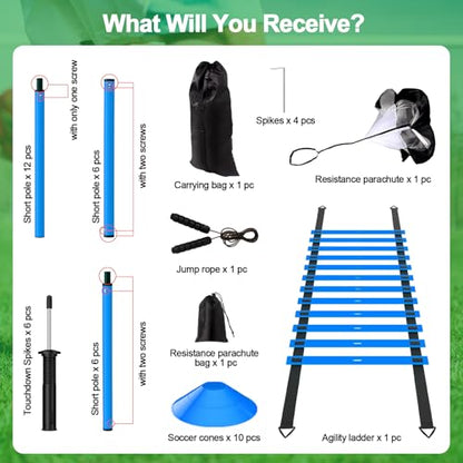 24Pcs Soccer Agility Training Equipment Set Ultimate Agility Poles Cones Ladder More for Quick Assembly and Easy Portability Suitable for All Skill Levels Enhance Speed Agility Training