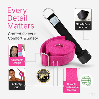 Door Leg Stretcher Strap with Sturdy Door Anchor & Resistance Band - Splits & Flexibility Trainer for Ballet, Dance, Gymnastics, Cheer, Pole | Kids, Teens, Adults | Premium Gift Box, Printed Guide & Travel Bag