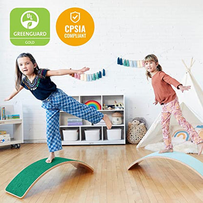 ECR4Kids Wooden Rocking Balance Board with Non-Slip Felt Base, Montessori Toy, Green - color: Green