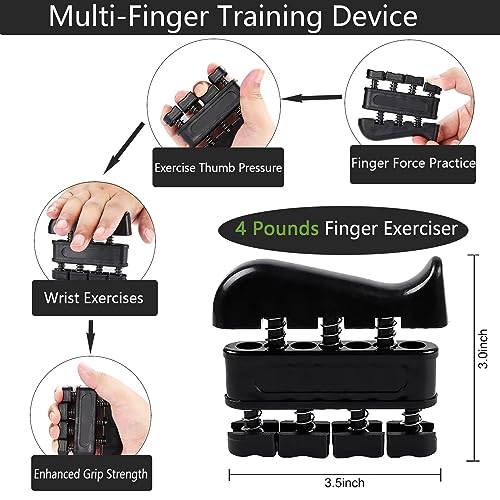 Grip Strength Trainer Kit (5 Pack), Grip and Forearm Strengthener, Finger Strengthener, Adjustable Resistance Hand Gripper, Grip Ring, Stress Relief Ball for Muscle Building, Injury Recover
