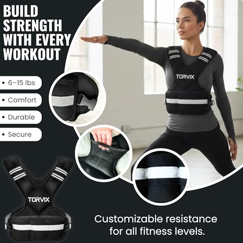 Adjustable Weighted Vest for Women and Men 6-15 lbs - Weight Vest for Walking, Weights for Workout Exercise Fitness Gym - Running Walking Training Vest with Reflective Strips & Pocket