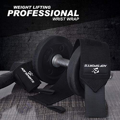 AQF Wrist Wraps for Weightlifting & Powerlifting, 18" USPA Approved (Pair) - color: Full Black