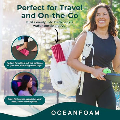 Oceanfoam Ripple Roller - Small Foam Roller for Physical Therapy (Hot Pink) - color: Hot Pink