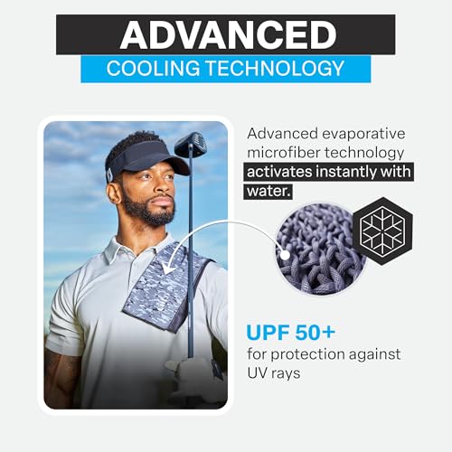 Instant Cooling Towel - Sports Cooling Towel with UPF 50+ and Reflective Protection - Moisture Wicking, Chemical-Free Evaporative Cooling for Hot Weather, Runners & Athlete (Camo, 1 Pack)