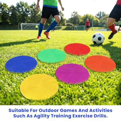 18 Pcs 9 Inch Spot Markers Poly Spots Non Slip Floor Dots for Gym Soccer Basketball Agility Training Cones for Sports TPE Material with Storage Bag