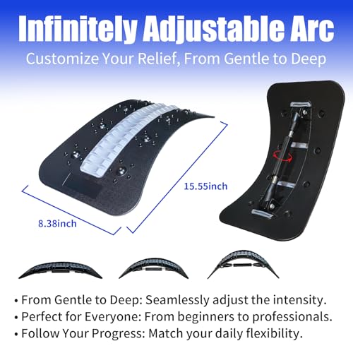 Back Stretcher, Back Stretcher for Lower Back Pain Relief, Spine Stretchers with Magnetic Massage, Adjustable Lumbar Support,Board for Waist & Back Cracking Device, Travel Accessories, Supports 220lbs