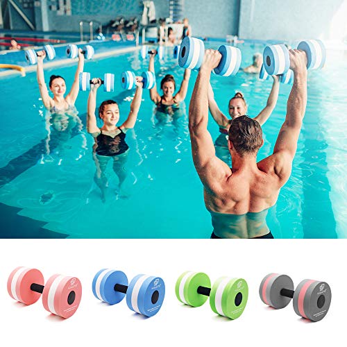 Water Dumbbells, Pool Weights for Water Exercise, 2 Pcs Aquatic Barbells - color: Green