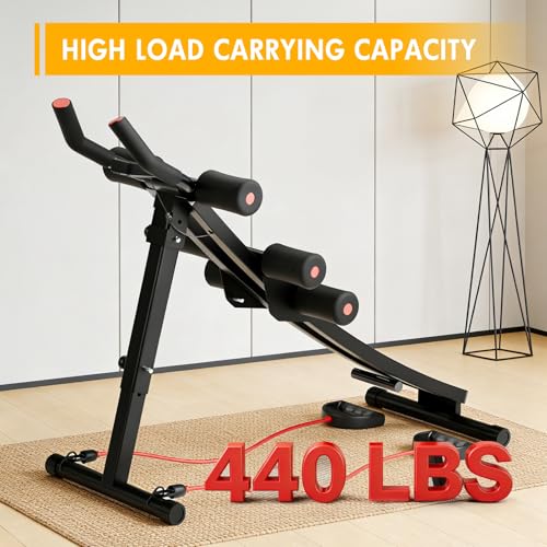 Dual Track Fitness Ab Machine Ab Cruncher, Adjustable Height Waist Trainer, Foldable Home Gym Equipment with 4 Adjustable Resistance Levels and Resistance Bands - size: Single Track