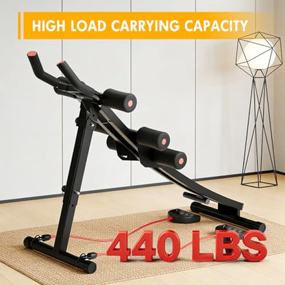 Dual Track Fitness Ab Machine Ab Cruncher, Adjustable Height Waist Trainer, Foldable Home Gym Equipment with 4 Adjustable Resistance Levels and Resistance Bands - size: Single Track